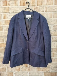 SPORTSCRAFT LINEN BLAZER JACKET NAVY SIZE 20 - Picture 1 of 2