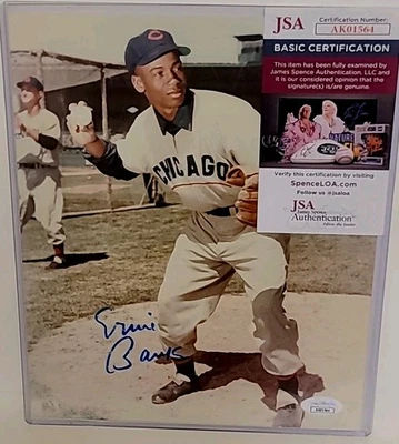 Ernie Banks Signed Auto Autographed 8x10 Vintage Photo JSA Certified HOF CUBS - Image 1 of 4