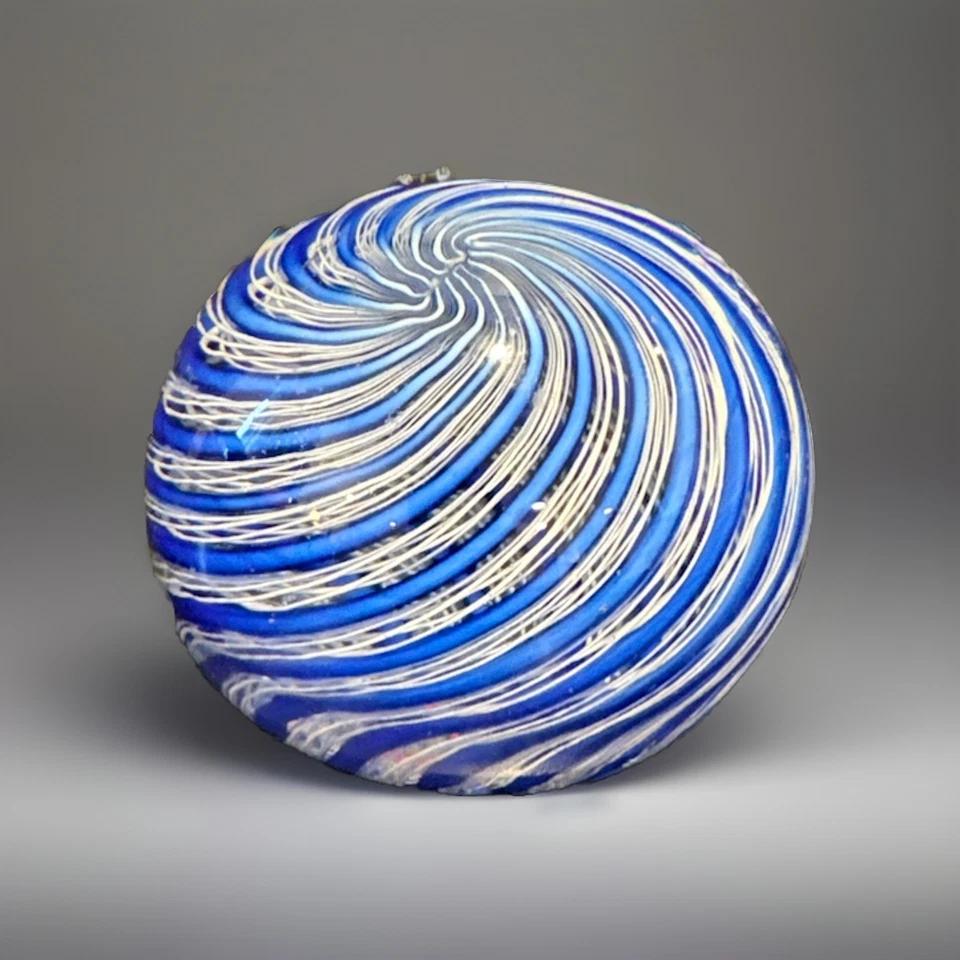 "Pisapapeles de cristal de Murano genuino azul blanco remolino Vetro Artistico 042 etiqueta 2""" Foto 1 de 4