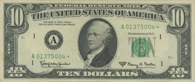  $10 1963a U.S Federal Reserve Star Note - VF + Boston A District - Image 1 of 2