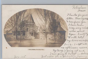 Library Building Petersham MA 1906 Eddy Make RPPC cartolina fotografica reale - Foto 1 di 4