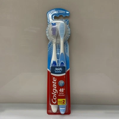 Colgate 360 Extra Soft Toothbrush for Sensitive Teeth & Gums 2ct - Image 1 of 4