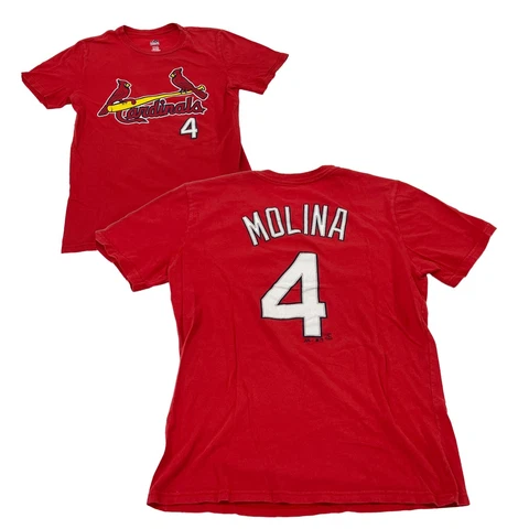 St Louis Cardinals Shirt YOUTH Large Yadier Molina #4 Majestic MLB Boys Girls Cover
