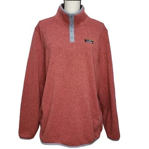 LL Bean 1/4 Snap Sweater Fleece Womens 3X Knit Orange Mock Neck Pullover L/S - Picture 1 of 5