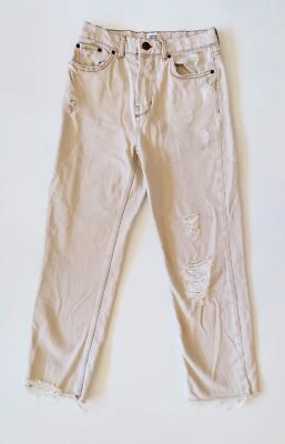 Pantalones de mezclilla desgastados BDG Pax cintura alta pierna recta W27 X L32 beige Foto 1 de 4