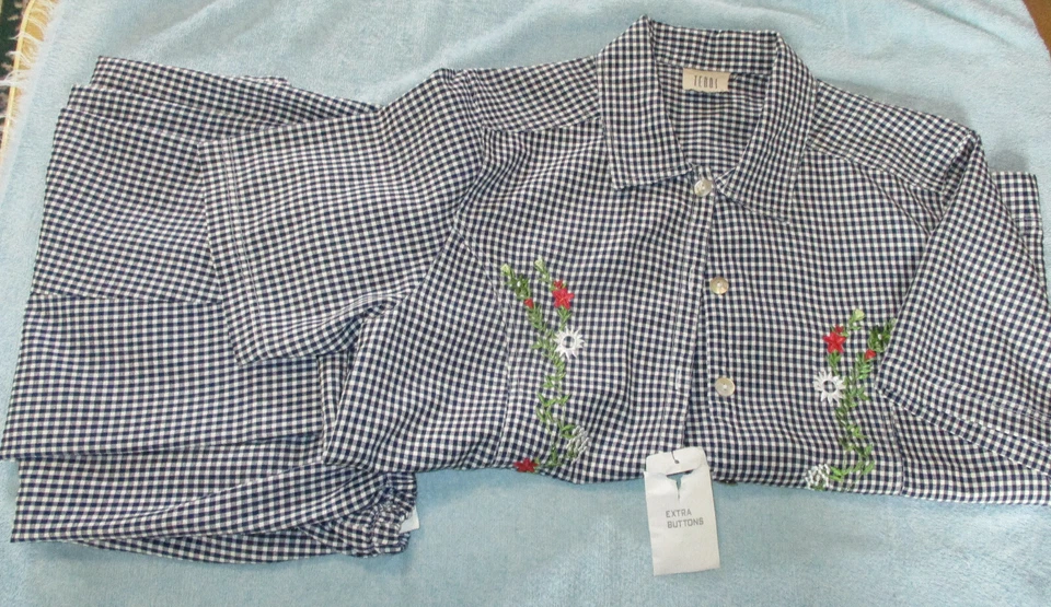 TEDDI 2 изделия брюки костюм женщин 16 высоты - укороченный Капри брюки синий и белый - Изображение 1 из 4