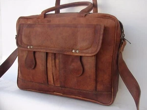 Bag Leather Laptop Vintage Men's New Best Messenger Shoulder Satchel Briefcase - Picture 1 of 11