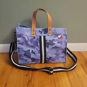 ShoreBags Tote Blue Camouflage Beach Canvas Leather Handle Shoulder Strap - Picture 1 of 6