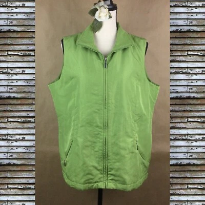 Allison Daley Women’s Quilted Vest Green Apple Front Zip Up Lightweight Size 14 - Image 1 of 4