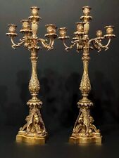 Rare Pair of 19th Century French Renaissance Revival Gilt Bronze Candelabras