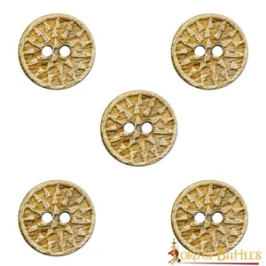 Buffalo Horn Buttons Handcrafted Medieval DIY Clothing Accessory Set of 5 - Picture 1 of 14