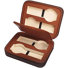 New Akribos XXVI GB105 Brown Leatherette Zipper Four Slot Watch Case/Gift Set
