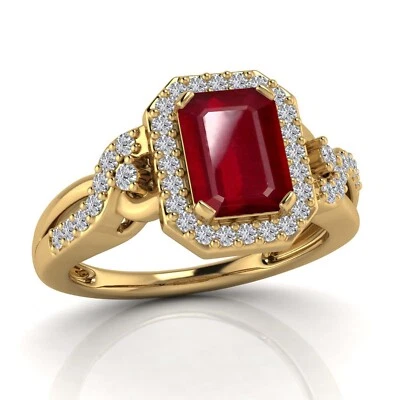 2.05 Ct Lab Created Pink Ruby & Real Diamond Solitaire Engagement Ring 10K Gold - Image 1 of 4