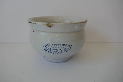 Ancien pot " confitures nouvelles " ceramique moutarde yaourt - Photo 1/4