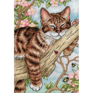 Kit Punto de Cruz Contado Colección Oro Dimensiones - Gatito para Siesta - 5"X7" Nuevo - Imagen 1 de 1