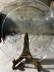 American Glass CHRISTMAS TREE 13" Embossed Glass Serving Platter Plate - Picture 1 of 10