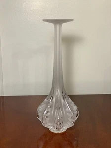 Signed LALIQUE "Claude" Frosted Etched Crystal Glass Stick-Neck Vase 13.5" Tall - Picture 1 of 12