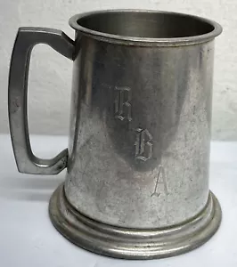 Vintage Leonard Pewter Beer Stein Tankard w/Glass Bottom 4.75”x 4.25” Engraved - Picture 1 of 9