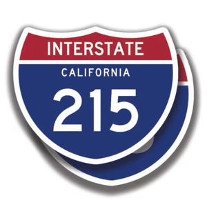 CALIFORNIA INTERSTATE 215 AUFKLEBER 2 Aufkleber Straßenschild Bogo Autobahn Autofenster - Bild 1 von 1
