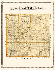 Mapa histórico del condado - Condado de Marshall Indiana - Baskin 1876 - 23 x 29,13 - Imagen 1 de 20