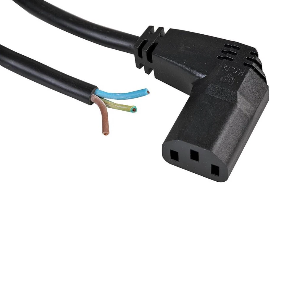 Pro ELEC - Right Angled IEC C13 Female to Bare Ends Power Lead 1m Black