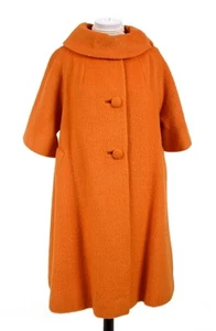 LILLI ANN GREAT VINTAGE ORANGE 3/4 SWING COAT DIOR STYLE - Picture 1 of 10