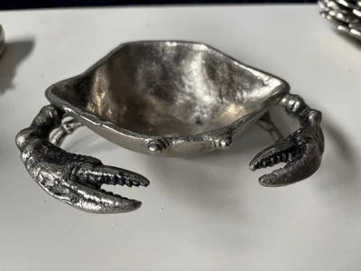 Pier 1 Cangrejo Appy Baratija Sopa Joyería Cuenco 2.2"hx 5.9" x 6" Metal Set 6 RARO Foto 1 de 3