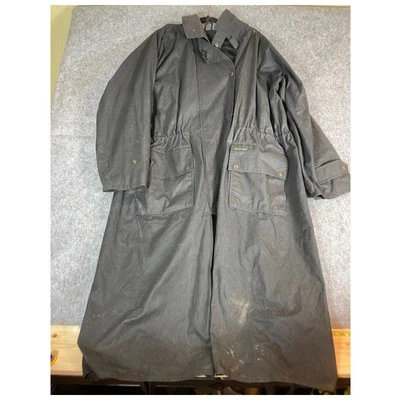 Vintage 90s Outback Trading Co Wax Duster Trench Coat Mens XL Black Western  - Image 1 of 4