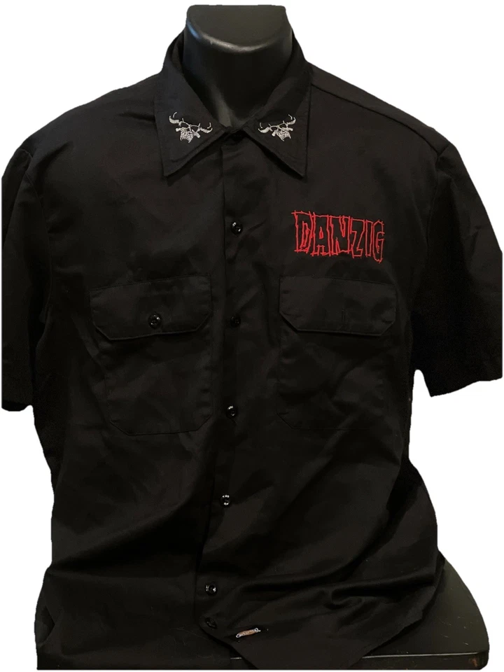 Camisa de Trabajo Bordada Danzig - Marca Dickies - XL - Negra - Rara Heavy Metal Foto 1 de 4