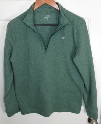 Vineyard Vines Saltwater Quarter Zip Pullover Youth XL (18) Green Stripe - Image 1 of 4