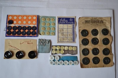 Konv. alte Knöpfe auf Pappe Wäscheknöpfe Celluloidknöpfe Hemdenknöpfe Deko - Bild 1 von 4