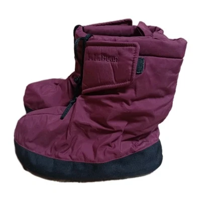 Zapatilla botín de nailon LL BEAN Primaloft para hombre pequeña 7/8 granate aislada campamento Foto 1 de 4
