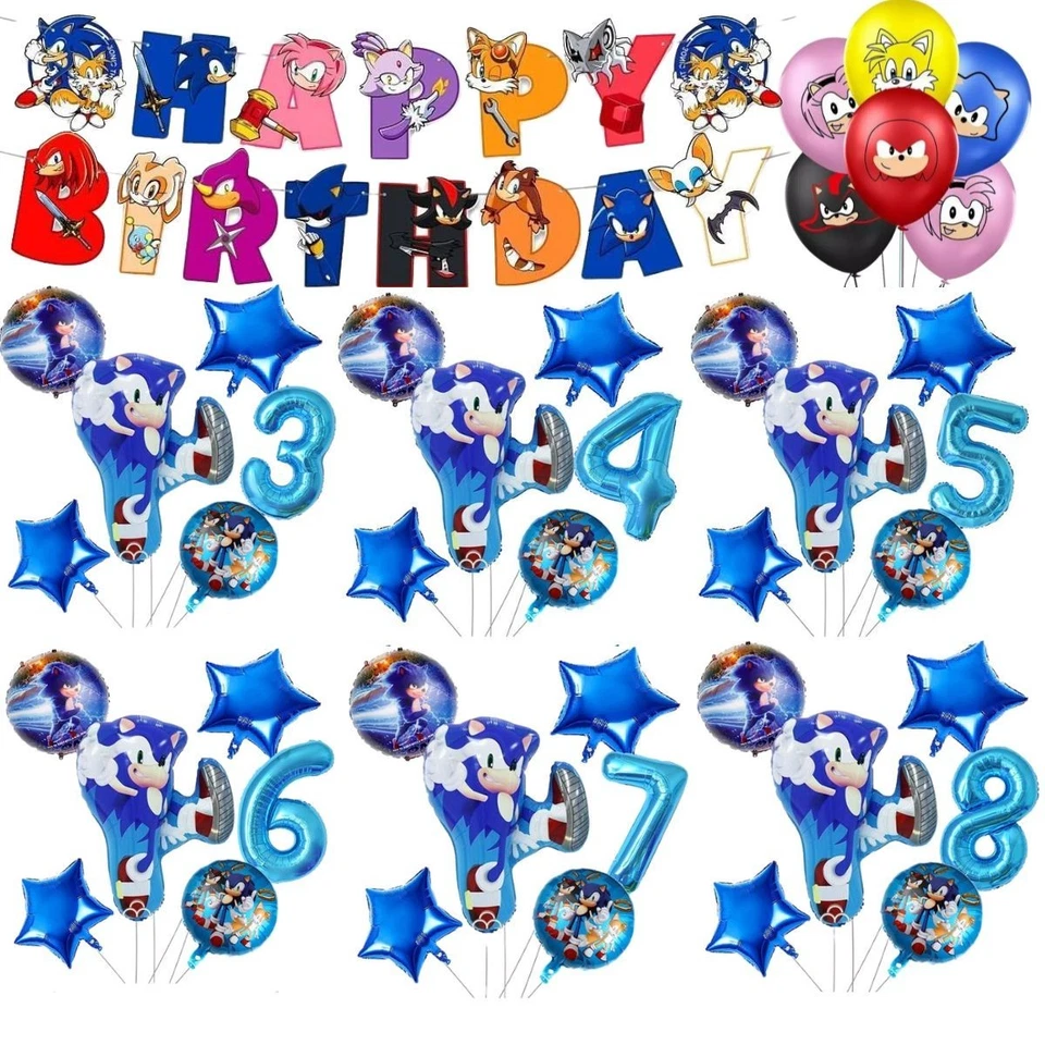Balões Sonic the hedgehog foil banner de aniversário látex decoração de festa de aniversário - Imagem 1 de 1