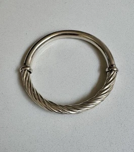 Vintage Estate Sterling Silver BRACELET Hinged Bangle Twist Texture 24 Grams - Picture 1 of 7