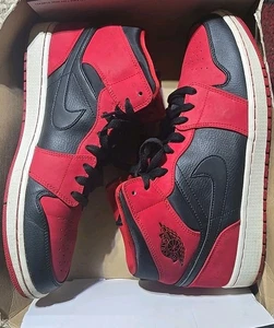 Nike Air Jordan 1 Red Black Sneaker Mens Shoes Size 13 OG Box(Damaged)* - Picture 1 of 16