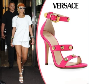 Zapatos Versace Hot Rosa Cuero Firma Medusa Tachonados 35-5 - Imagen 1 de 3