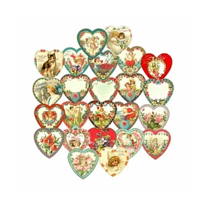 Corazones del Día de San Valentín, Clip Art Romántico Victoriano, 2 HOJAS DE PEGATINAS DE CORTE Y PELADO - Imagen 1 de 3