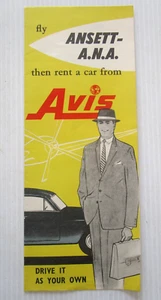 1950's ANSETT ANA AVIS CAR HIRE FOLDOUT BROCHURE - BUY IT NOW - Picture 1 of 4