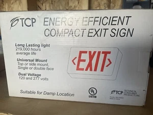 TCP 22743 Red LED Energy Efficient Compact Exit Sign - Picture 1 of 2