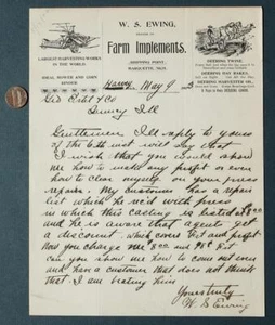 Carta de Harvey Michigan Deering Harvesters de mayo de 1903 George Ertel Quincy Illinois- - Imagen 1 de 1