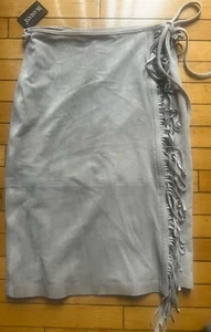 Blank NYC Faux Suede Midi Skirt With Fringe Iced Chai Sz 27 New $98 - Picture 1 of 5