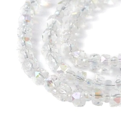 Galvanisierte Glasperlen Rondell facettiert klar AB 5,5mm x 4mm 100St./Strang - Bild 1 von 3