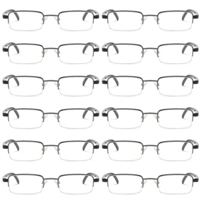 12 pares de gafas de lectura rectangulares ligeras de media montura para hombre lectores clásicos Foto 1 de 4