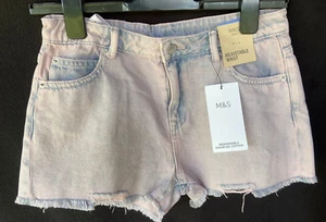 Marks and Spencers Girls Lilac/Blue Denim Shorts age 12-13 years - BNWT - Picture 1 of 9