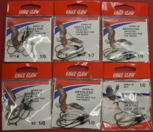 Lot of 6 4pc Eagle Claw Weedless Hooks Size 1/0 - Picture 1 of 2