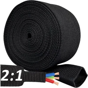 20 FT 1/2 inch 2:1 Heat Shrinkable Braided Sleeving Heat Shrink Sleeve Abrasion - Picture 1 of 7