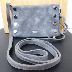 Hammitt Suede Small Stadium Crossbody Purse Handbag Studded Awa Buffed Silver - Picture 1 of 10