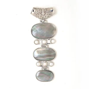 Natural Mother of Pearl Shell and Freshwater Pearls Stacked Jewelry Pendant - Picture 1 of 1