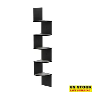 5-Tier Floating Corner Shelf Wall Mount Storage Unit Books Photos Linens New - Picture 1 of 6