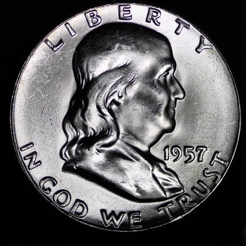 GEM BU UNCIRCULATED UNC MS 1957 SILVER FRANKLIN HALF DOLLAR BRILLIANT LUSTER Cover